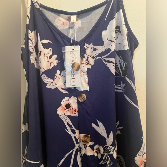 Wneedu Women's Summer Button Down Casual Beach Cover Up Dress sz S - Picture 5 of 9